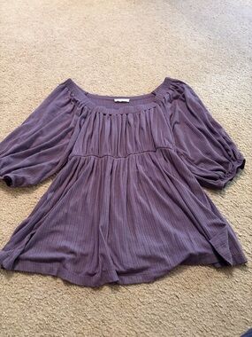 Flowy Peasant Tunic Top in Mauve Purple